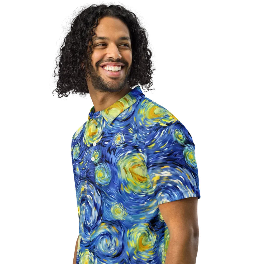Cobalt Orbit on Men's Slim Fit Polo Shirt — Left Front