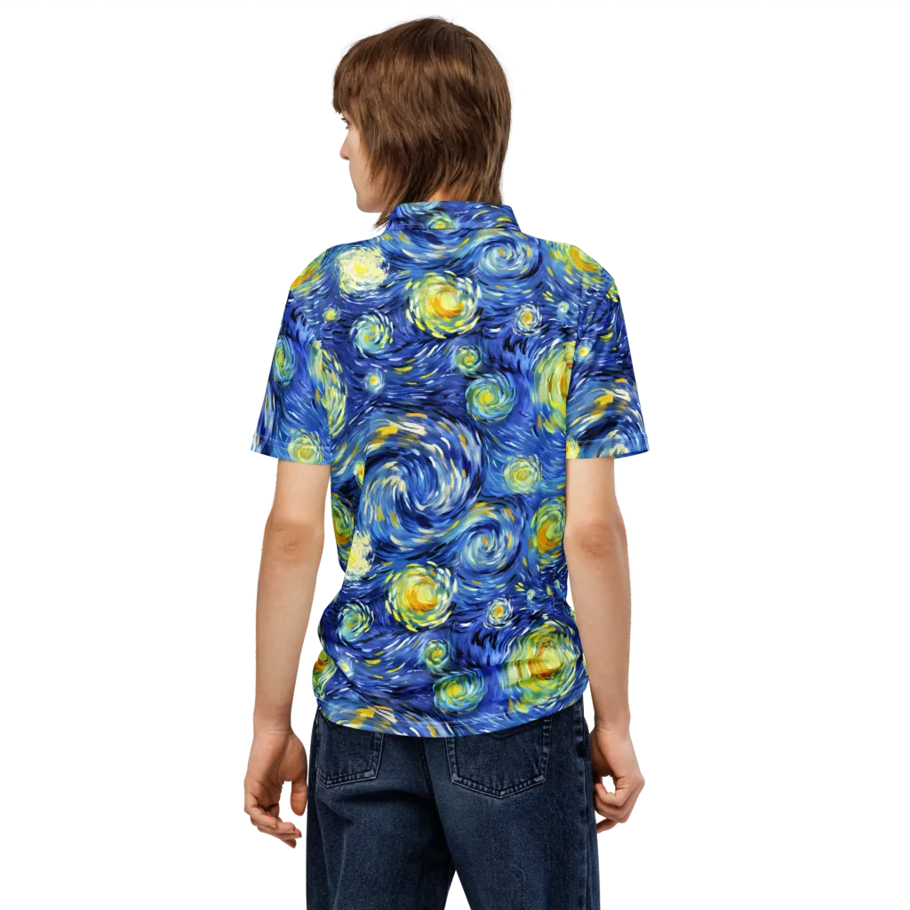 Cobalt Orbit on Men's Slim Fit Polo Shirt — Back