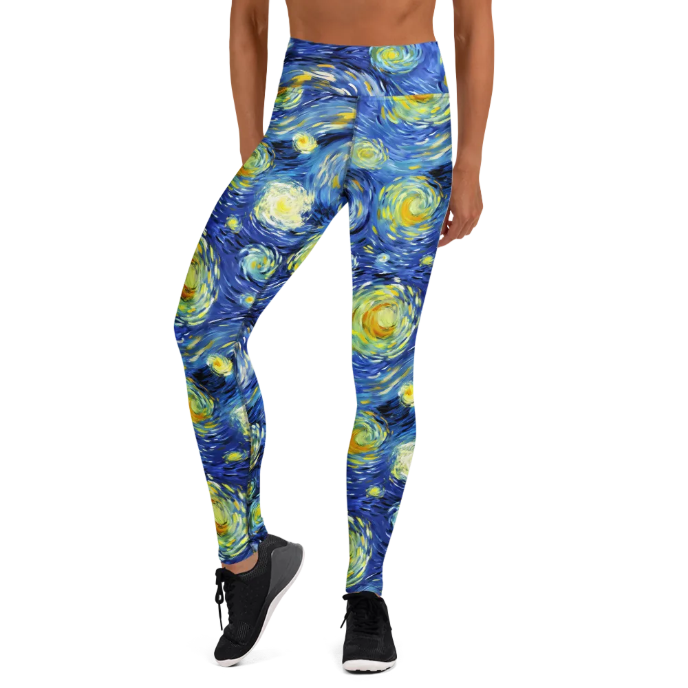 Cobalt Orbit on Yoga Leggings — Front