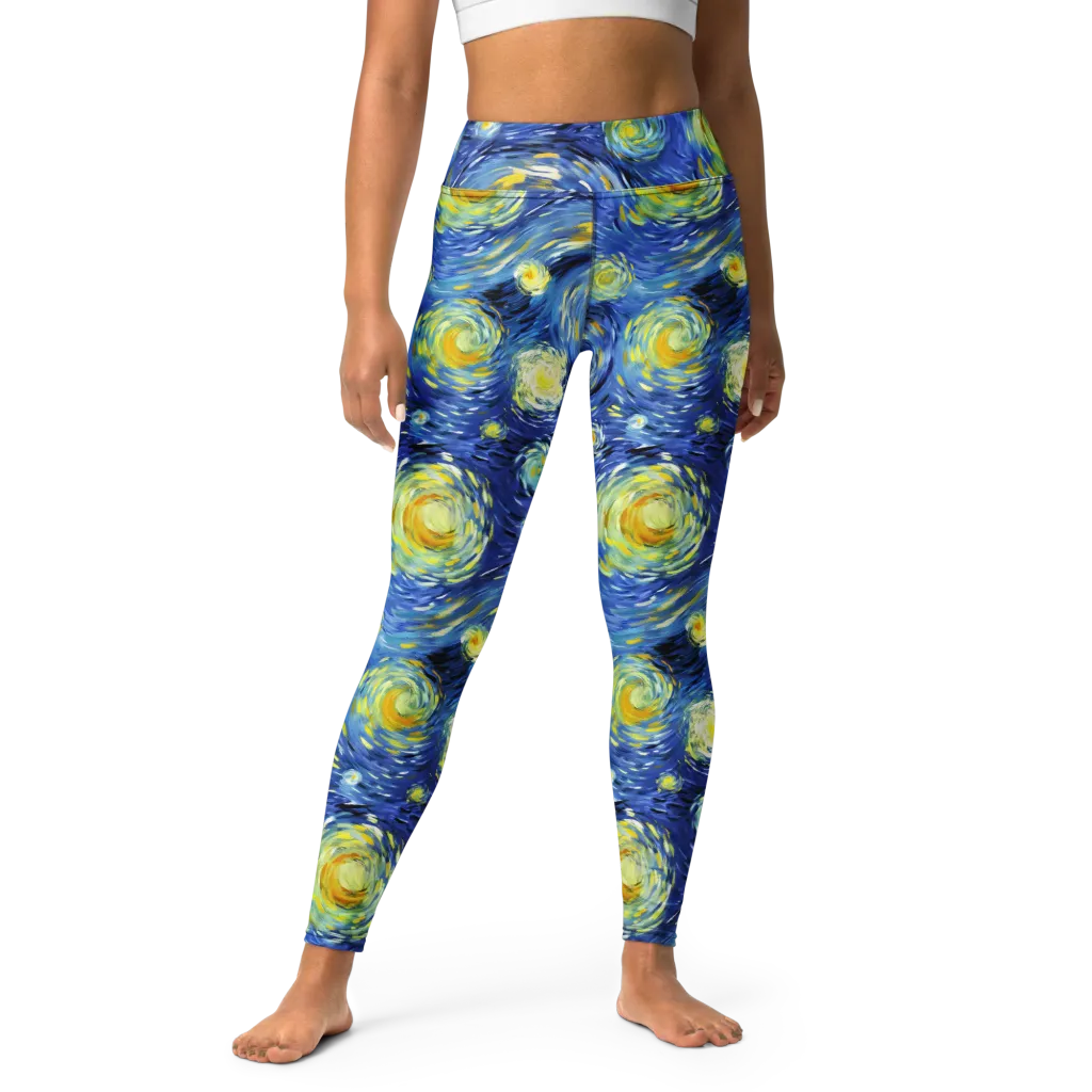 Cobalt Orbit on Yoga Leggings — Front