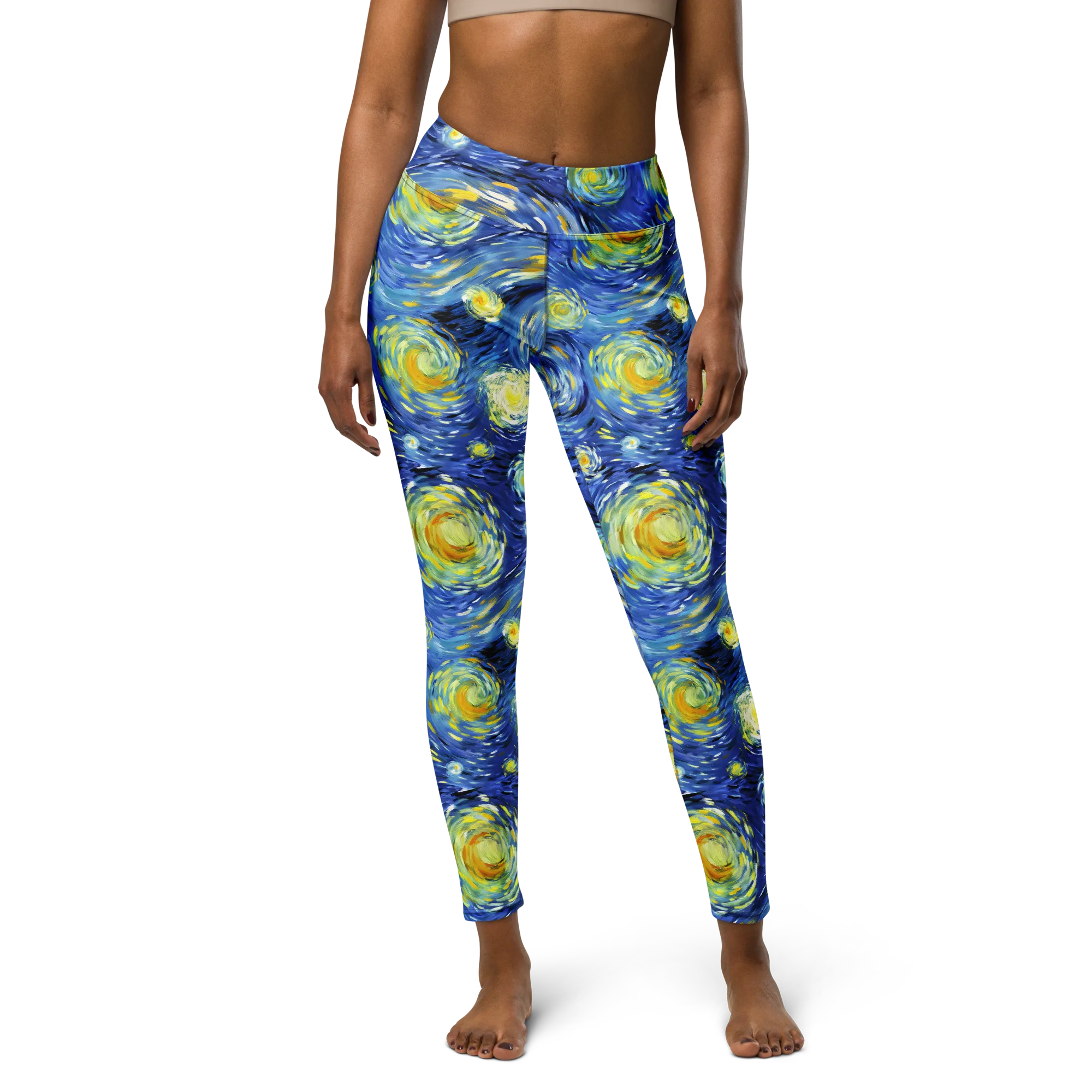 Cobalt Orbit on Yoga Leggings — Front