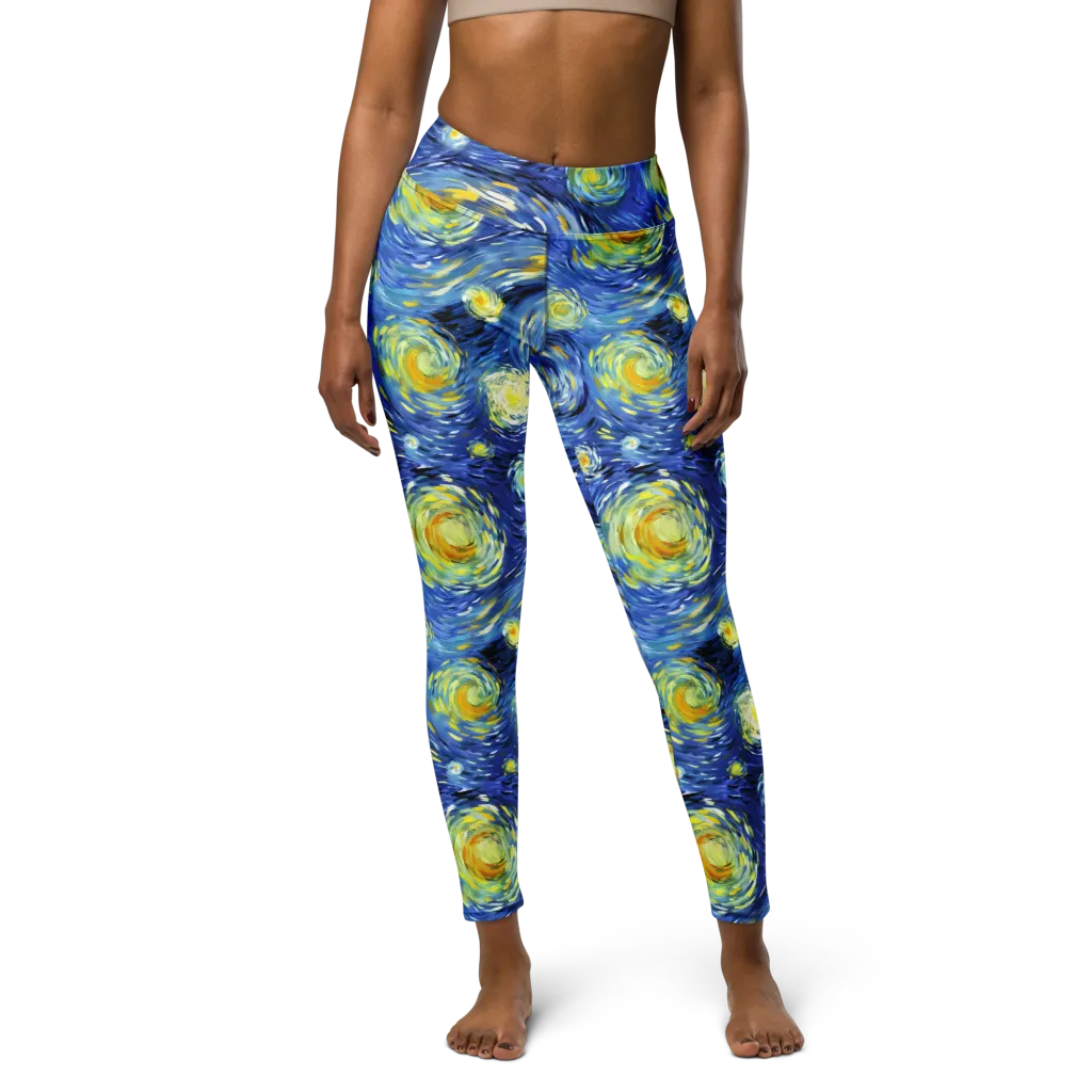 Cobalt Orbit on Yoga Leggings — Front