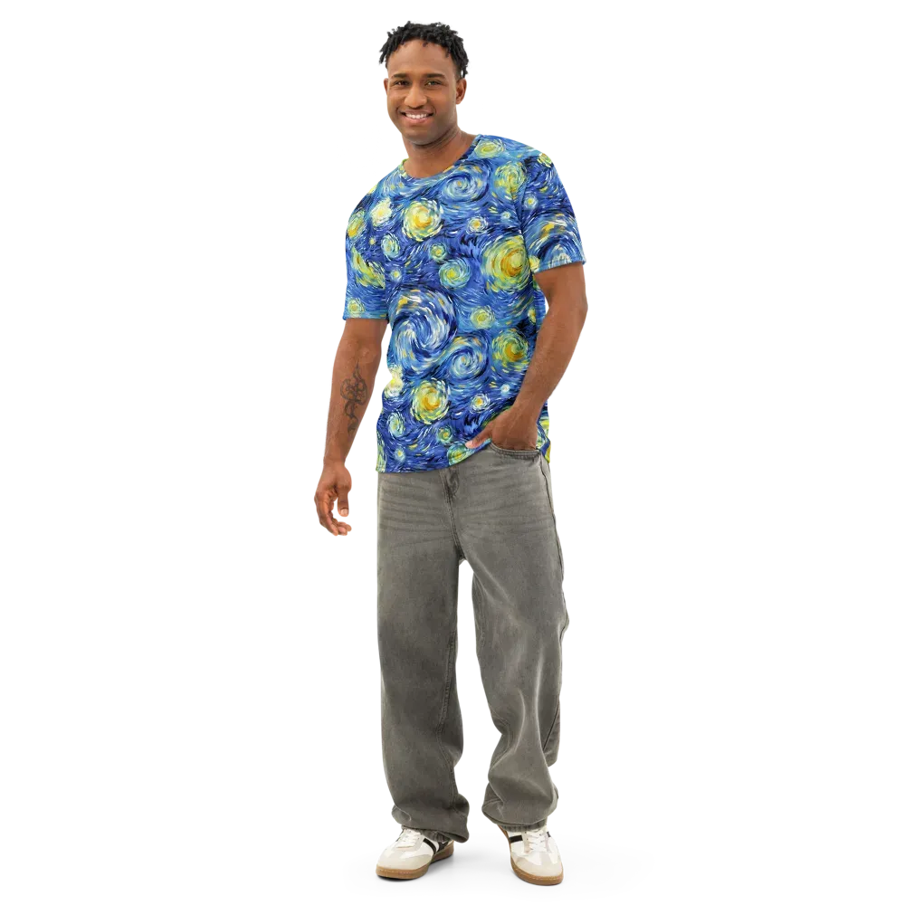 Cobalt Orbit on Men's Cotton Crew Neck T-Shirt — Front