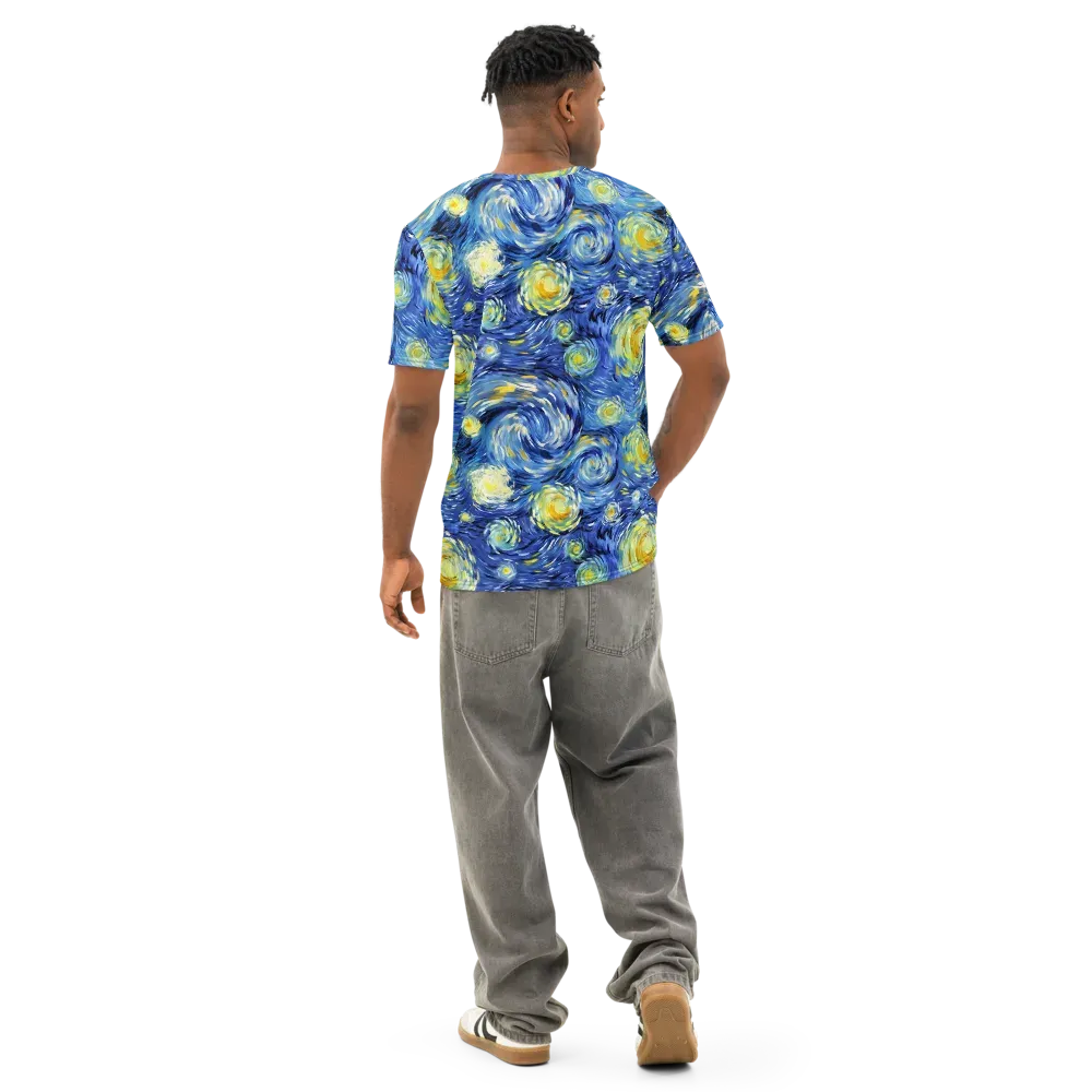 Cobalt Orbit on Men's Cotton Crew Neck T-Shirt — Back