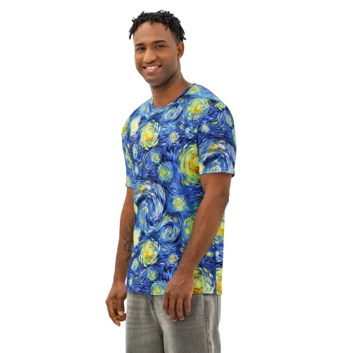 Cobalt Orbit on Men's Cotton Crew Neck T-Shirt