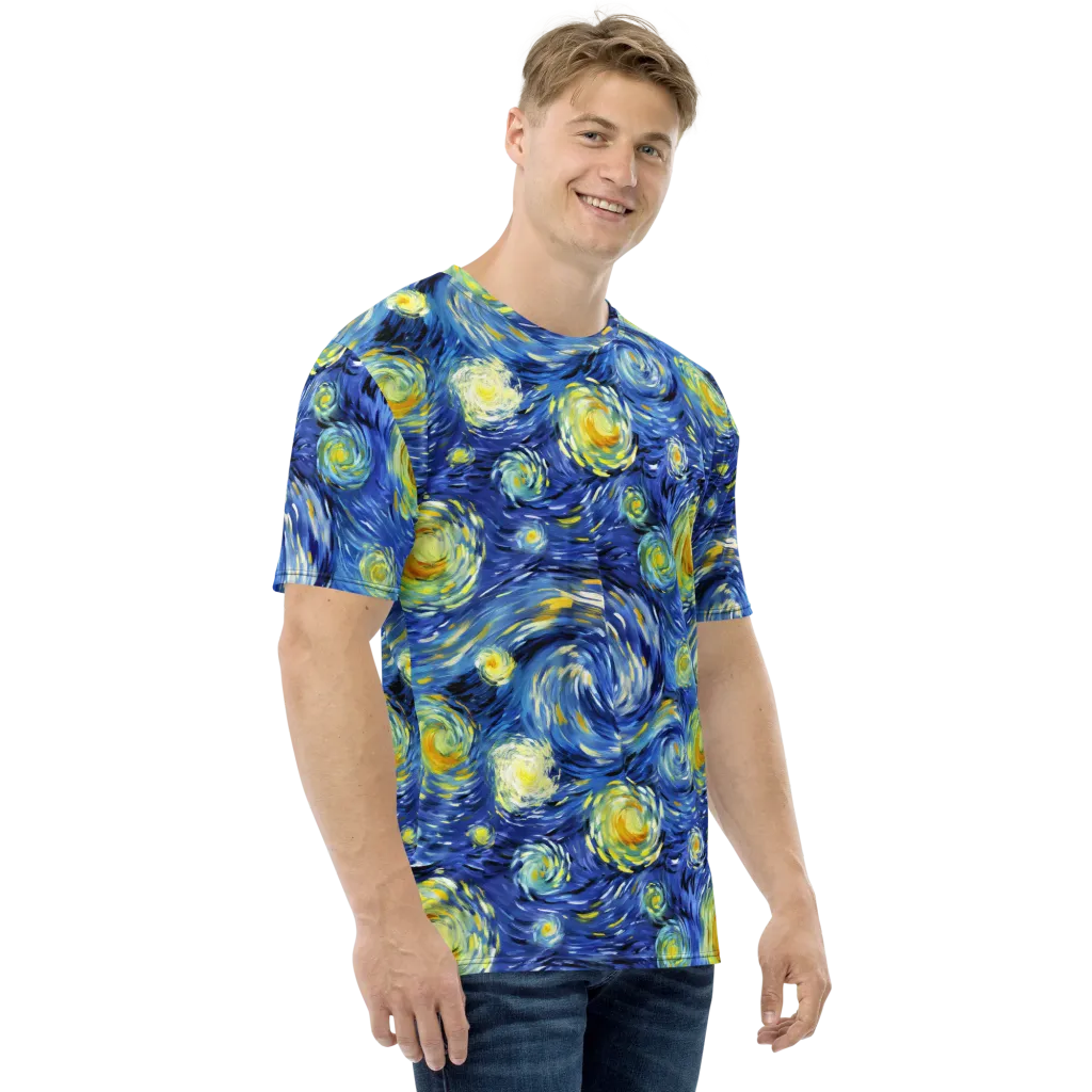 Cobalt Orbit on Men's Crew Neck T-Shirt — Right