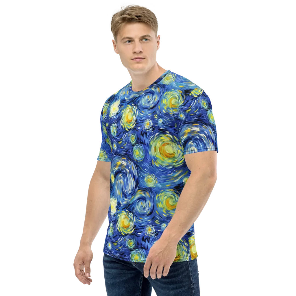 Cobalt Orbit on Men's Crew Neck T-Shirt — Left