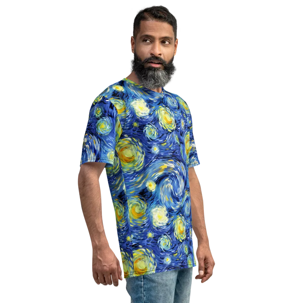 Cobalt Orbit on Men's Crew Neck T-Shirt — Right