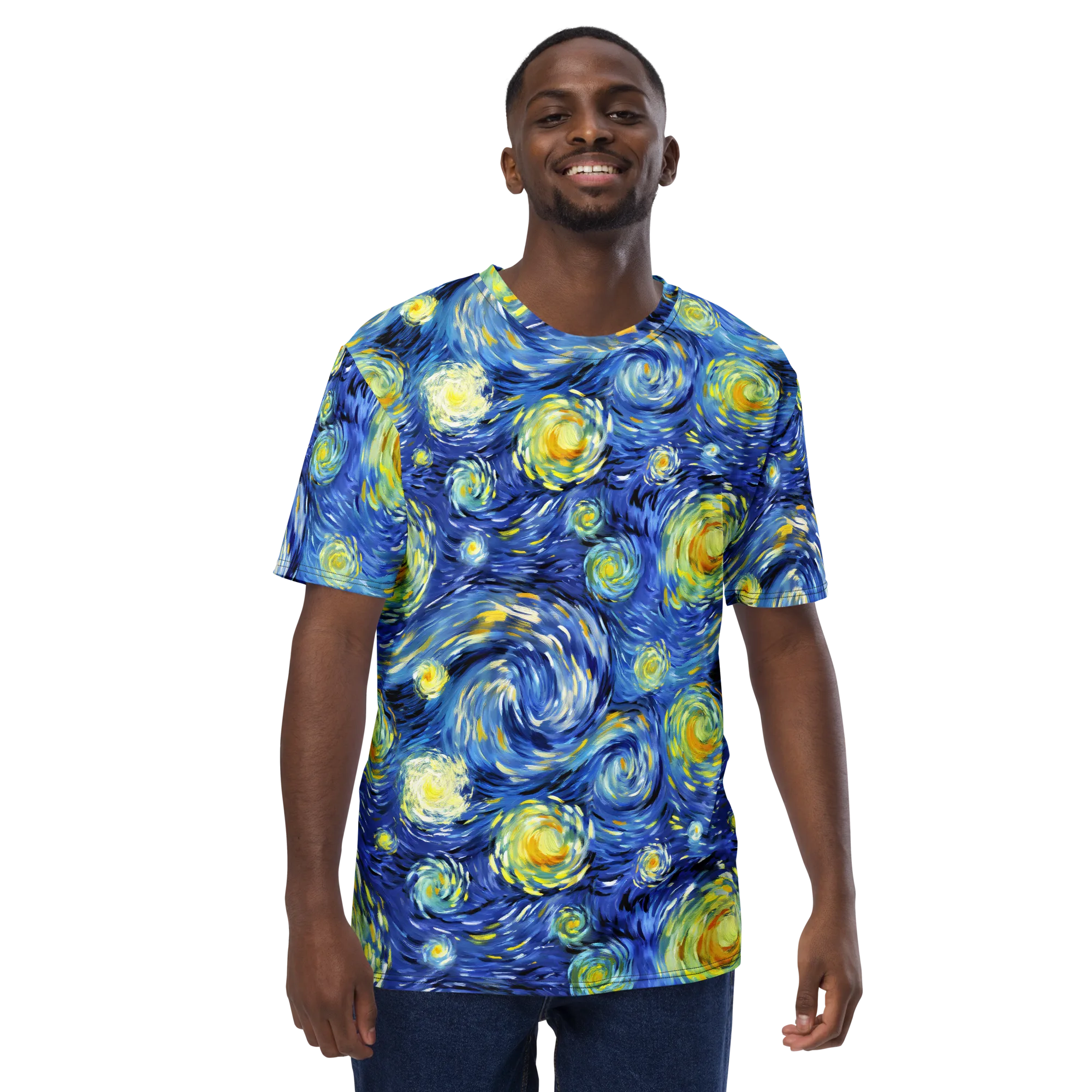 Cobalt Orbit on Men's Crew Neck T-Shirt — Front