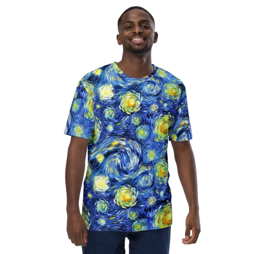 Cobalt Orbit on a Men's Crew Neck T-Shirt