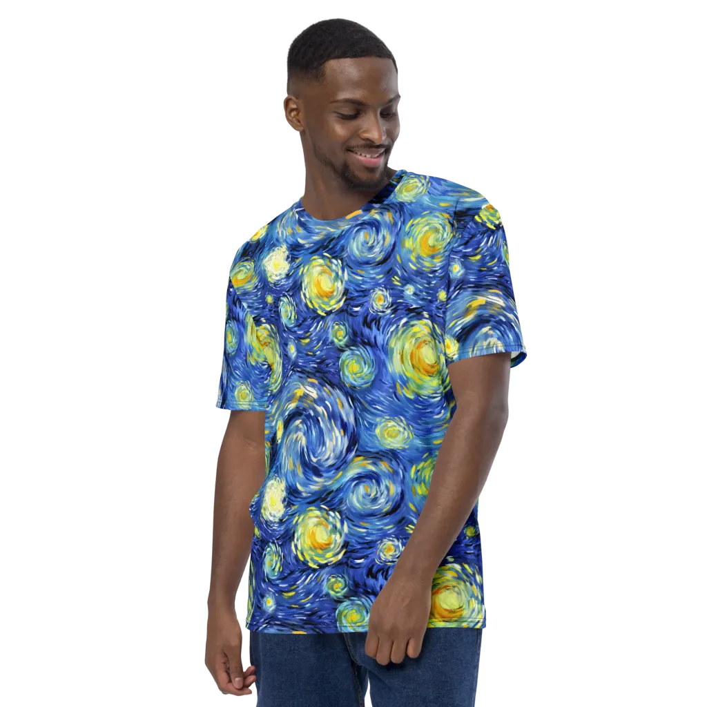 Cobalt Orbit on Men's Crew Neck T-Shirt — Left