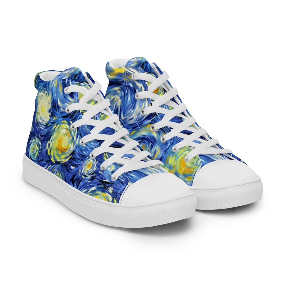 Cobalt Orbit on Men's High Top Canvas Shoes — Right Front