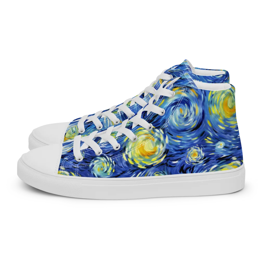 Cobalt Orbit on Men's High Top Canvas Shoes — Left