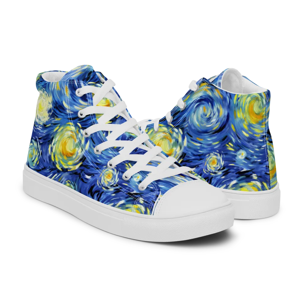Cobalt Orbit on Men's High Top Canvas Shoes — Right