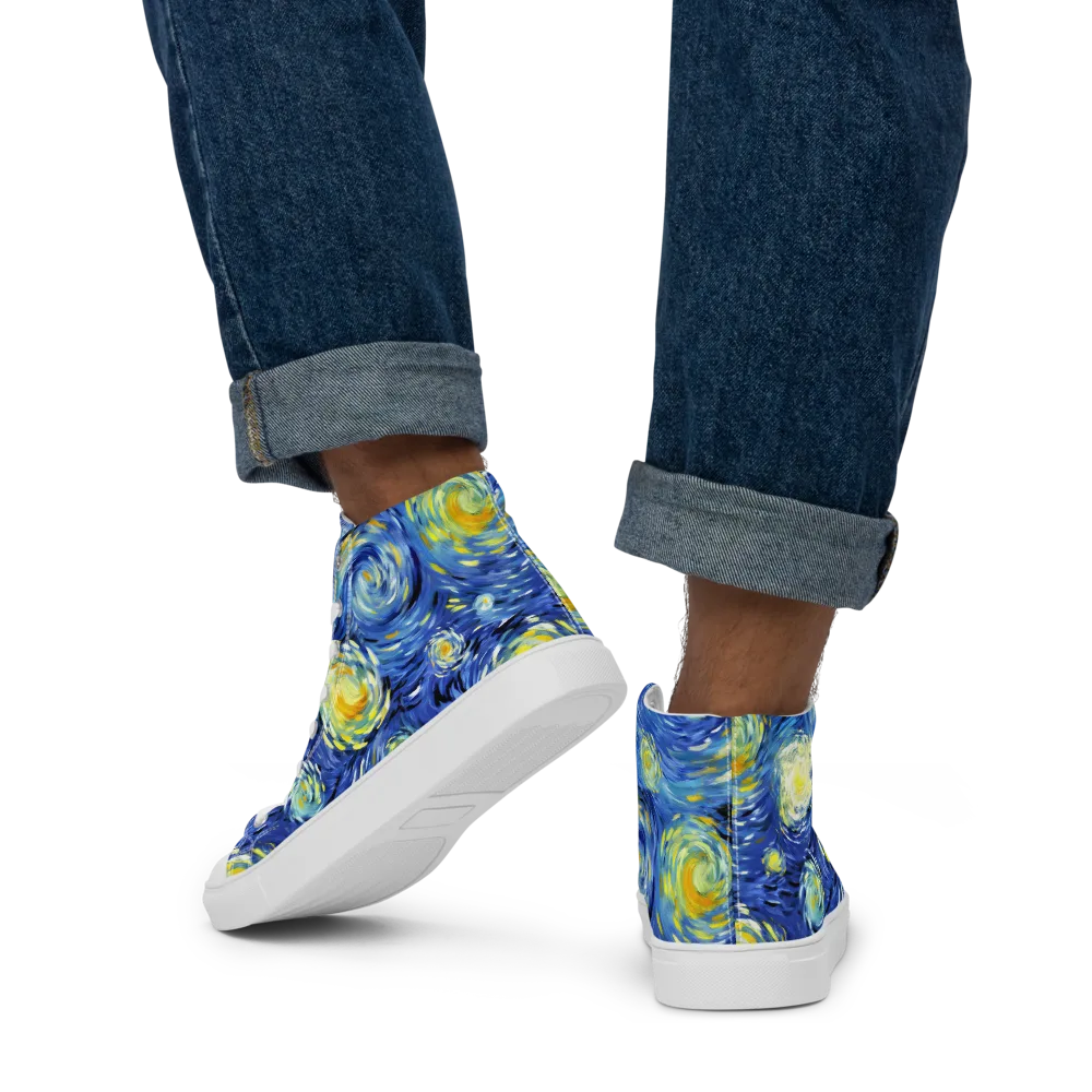 Cobalt Orbit on Men's High Top Canvas Shoes — Back