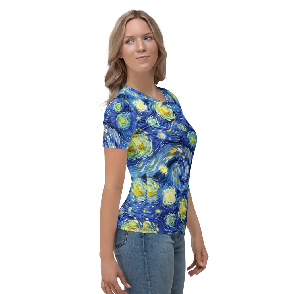 Cobalt Orbit on Women's Crew Neck T-Shirt — Right