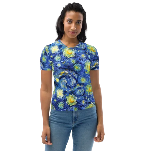 Cobalt Orbit on a Women's Crew Neck T-Shirt