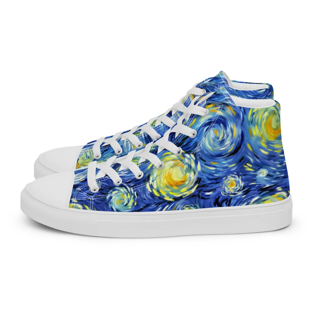 Cobalt Orbit on Women's High Top Canvas Shoes — Left