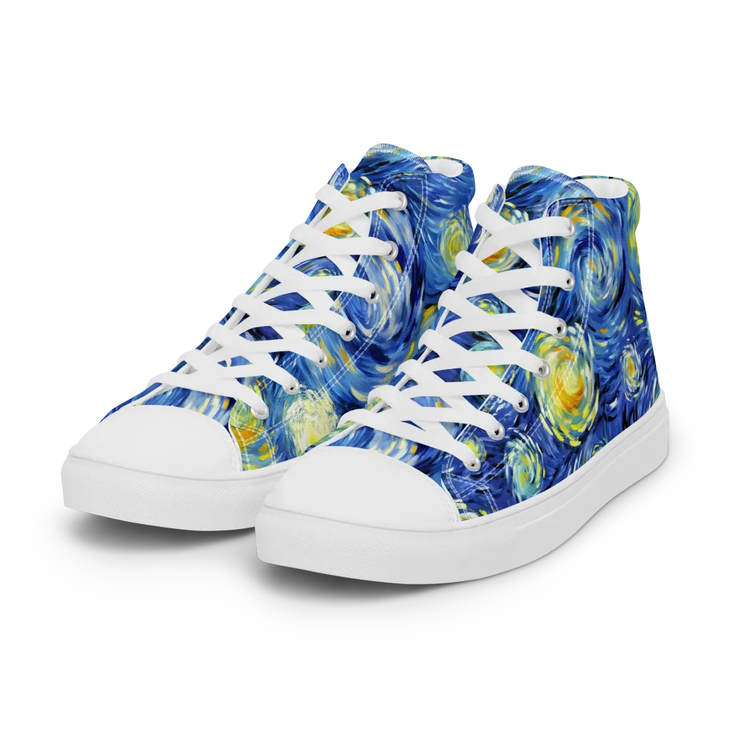 Cobalt Orbit on Women's High Top Canvas Shoes — Left Front