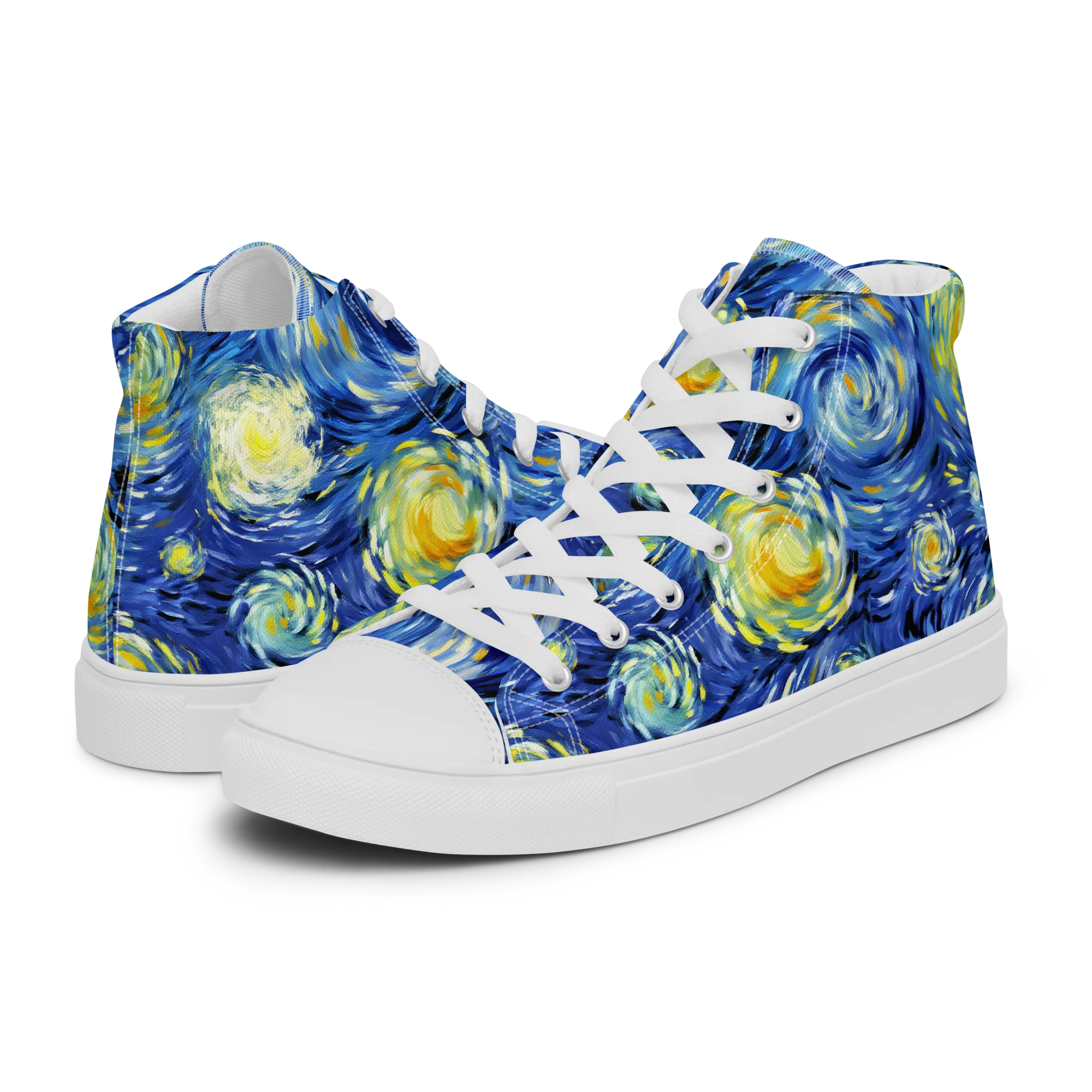 Cobalt Orbit on Women's High Top Canvas Shoes — Left
