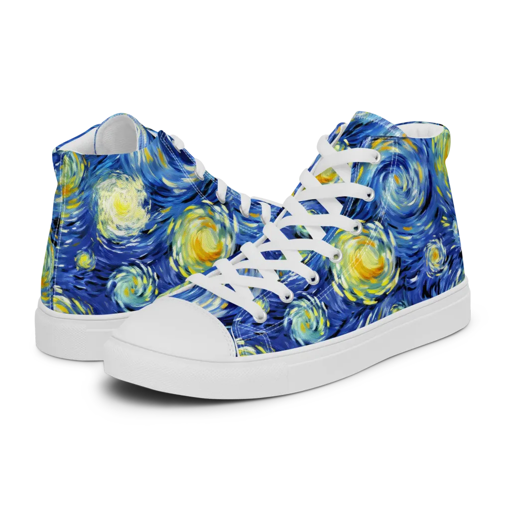 Cobalt Orbit on Women's High Top Canvas Shoes — Left