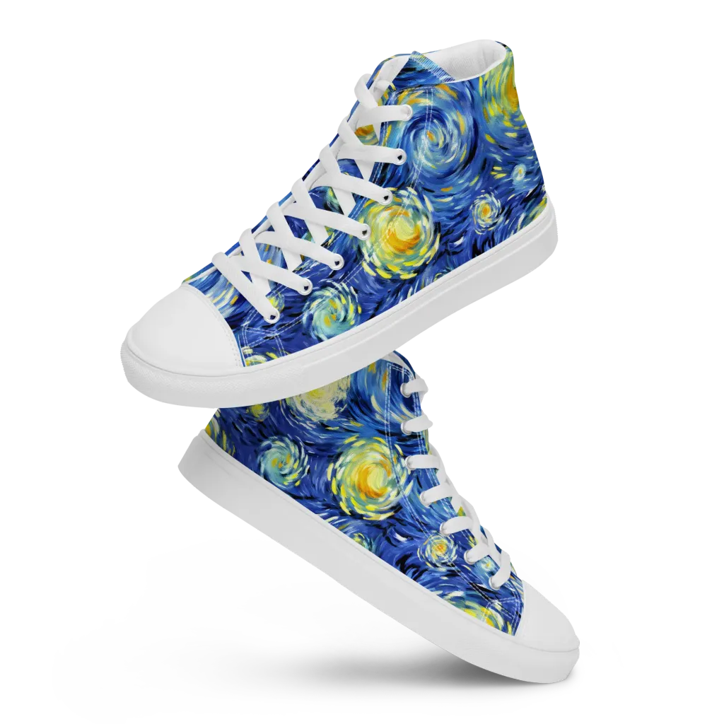 Cobalt Orbit on Women's High Top Canvas Shoes — Front