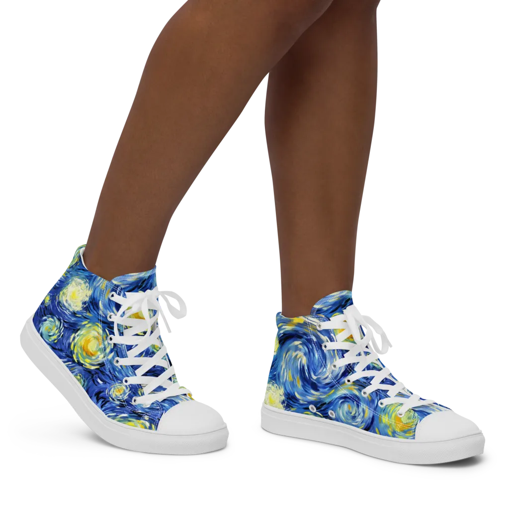 Cobalt Orbit on Women's High Top Canvas Shoes — Right