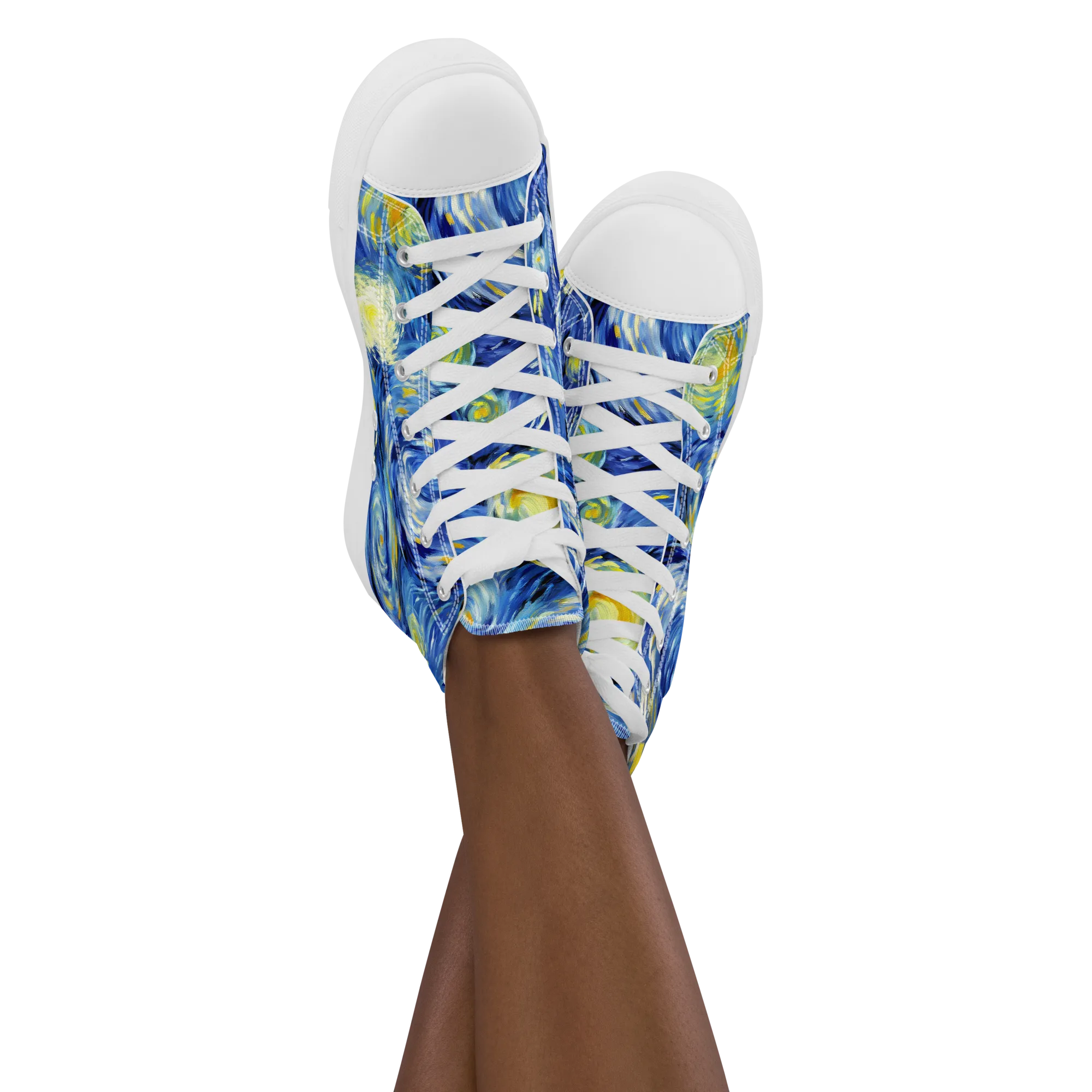 Cobalt Orbit on Women's High Top Canvas Shoes — Front