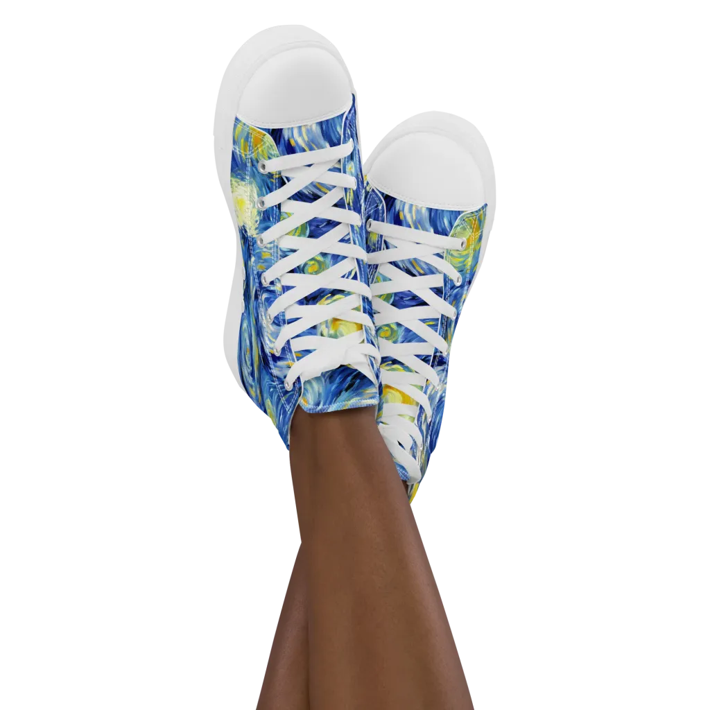 Cobalt Orbit on Women's High Top Canvas Shoes — Front