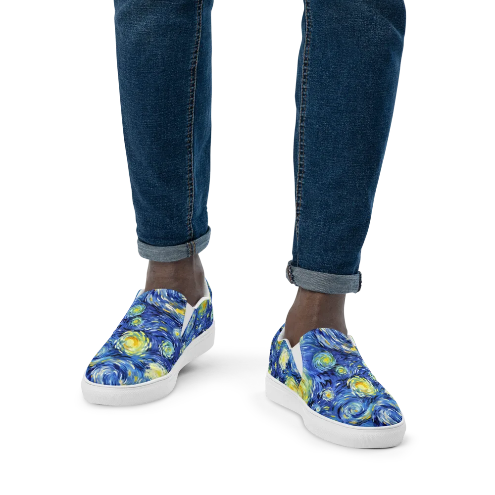 Cobalt Orbit on Men's Slip-On Canvas Shoes — Front