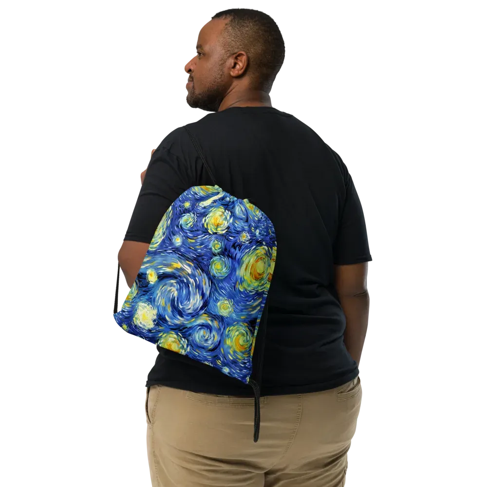 Cobalt Orbit on Drawstring Bag — Front