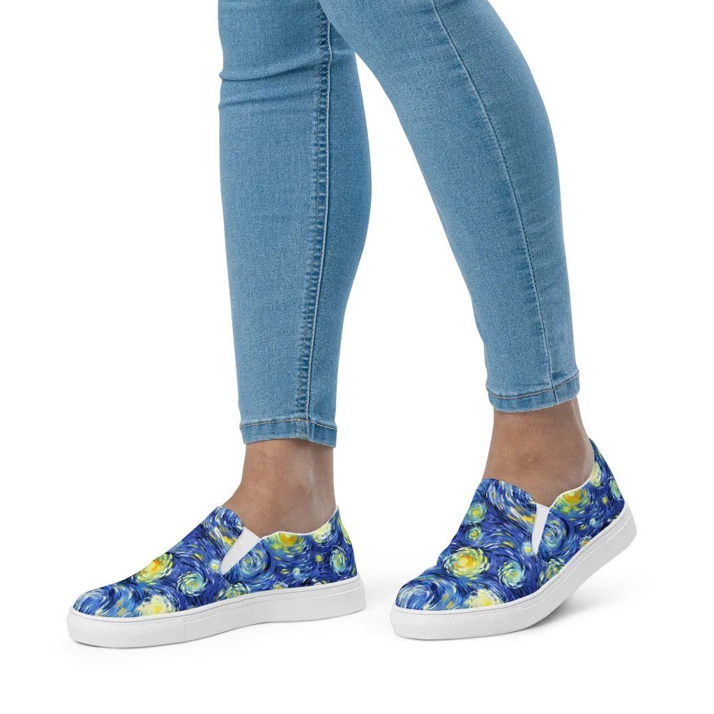 Cobalt Orbit on Women's Slip-On Canvas Shoes — Front