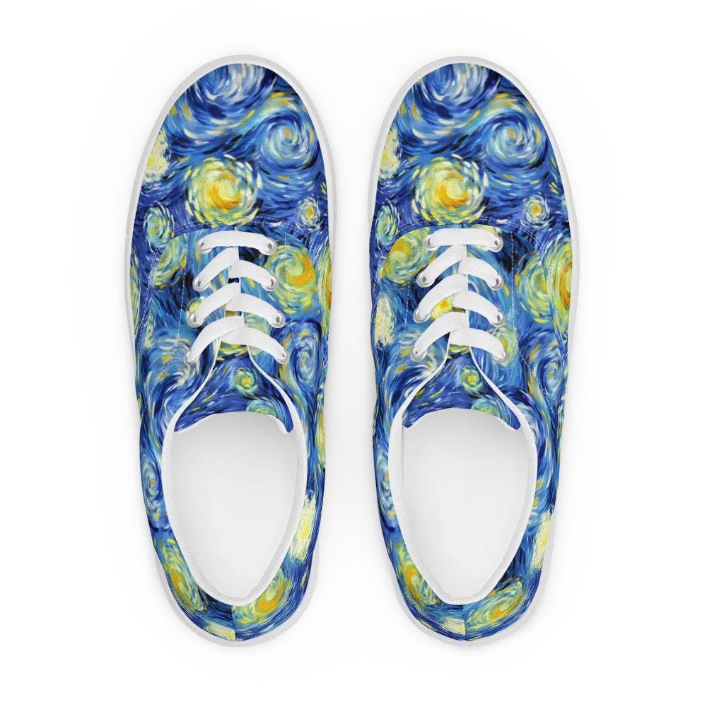 Cobalt Orbit on Men's Lace-Up Canvas Shoes — Front