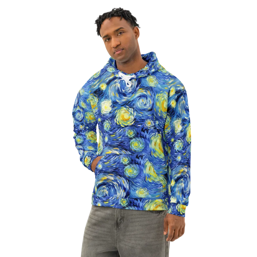 Cobalt Orbit on Cotton Hoodie — Left Front