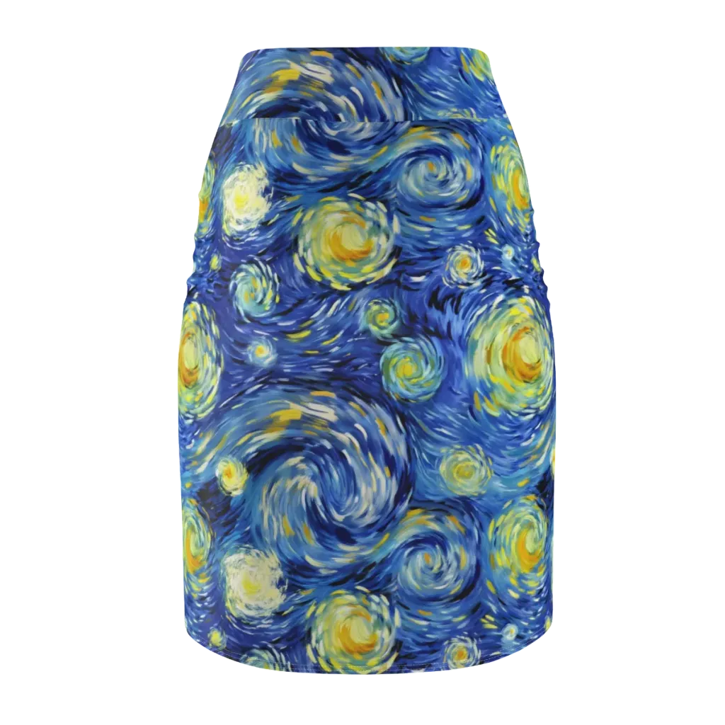 Cobalt Orbit on Pencil Skirt — Back