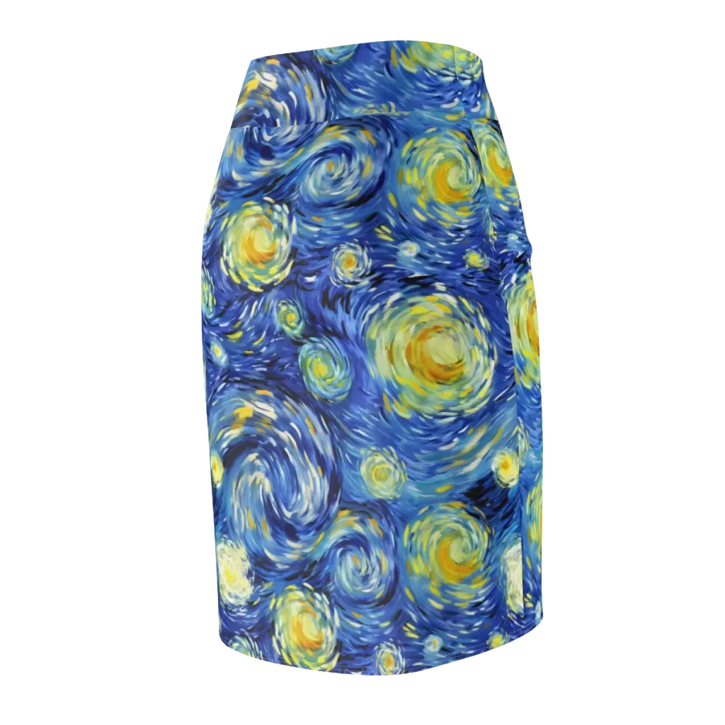 Cobalt Orbit on Pencil Skirt — Back Side
