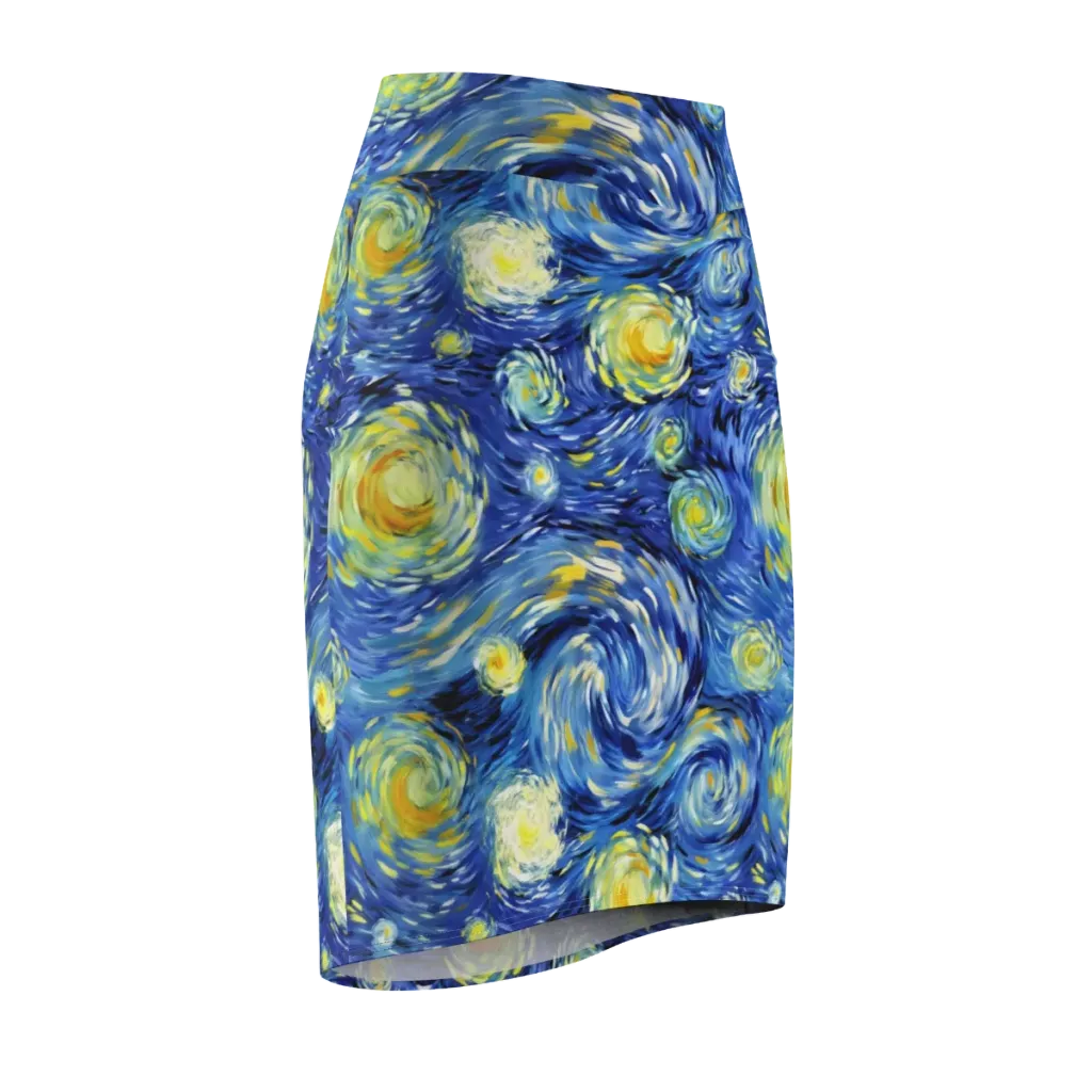 Cobalt Orbit on Pencil Skirt — Front Side
