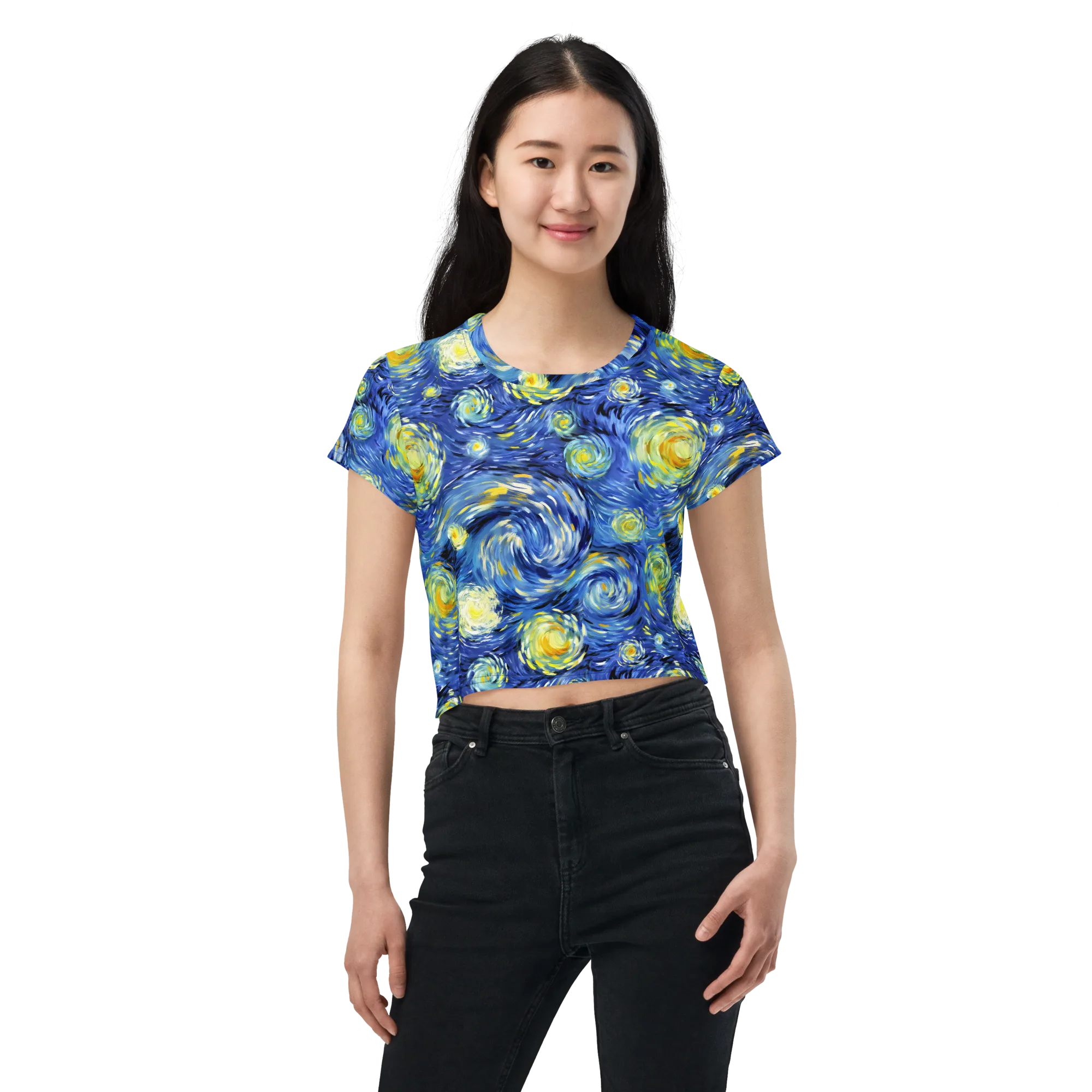 Cobalt Orbit on Crop Tee — Front