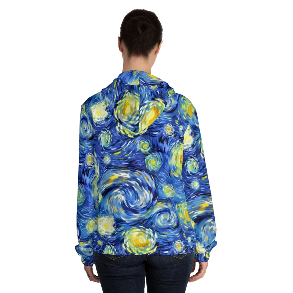 Cobalt Orbit on Women's Full-Zip Hoodie — Back On Person