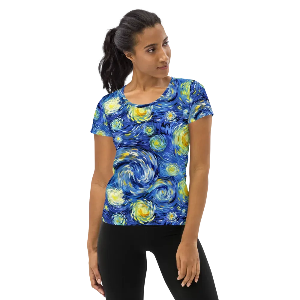 Cobalt Orbit on Women's Athletic T-Shirt — Front
