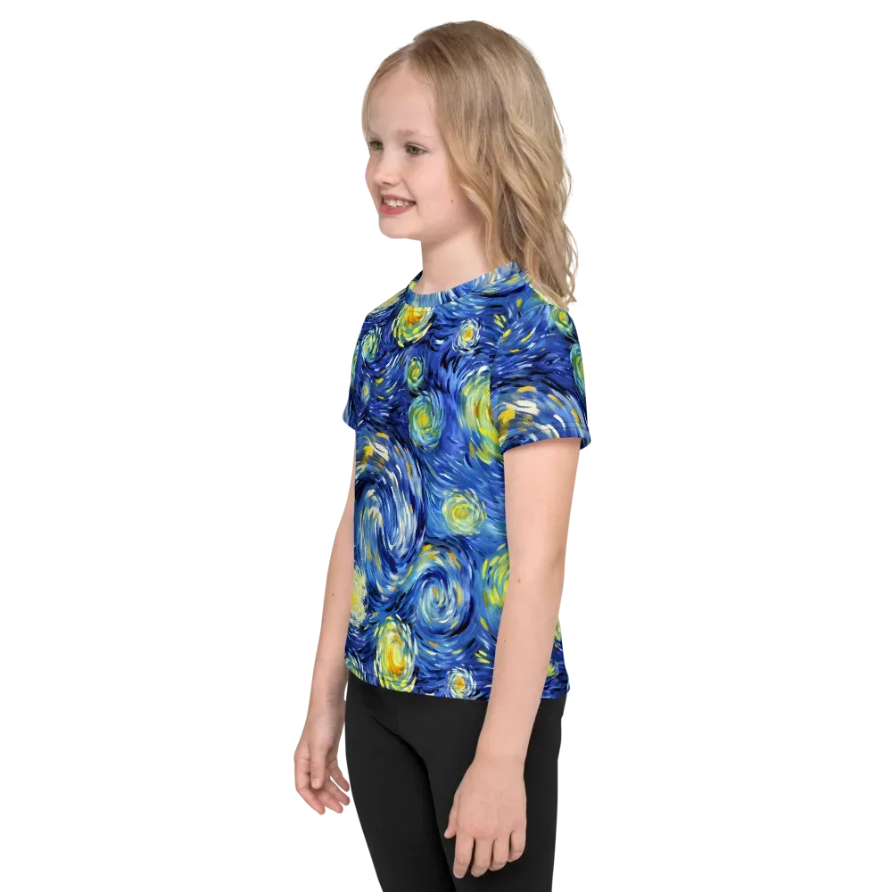 Cobalt Orbit on Kids Crew Neck T-Shirt — Left