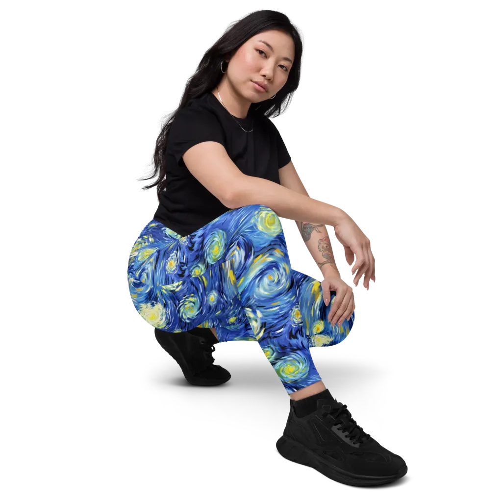 Cobalt Orbit on Leggings with Pockets — Right Front