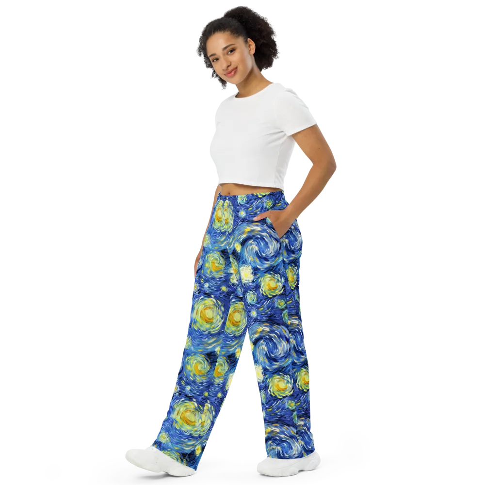 Cobalt Orbit on Wide-Leg Pants — Left Front