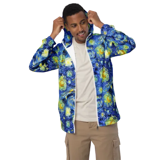 Cobalt Orbit on a Men's Windbreaker
