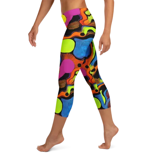 Blacklight Tangle on a Capri Leggings