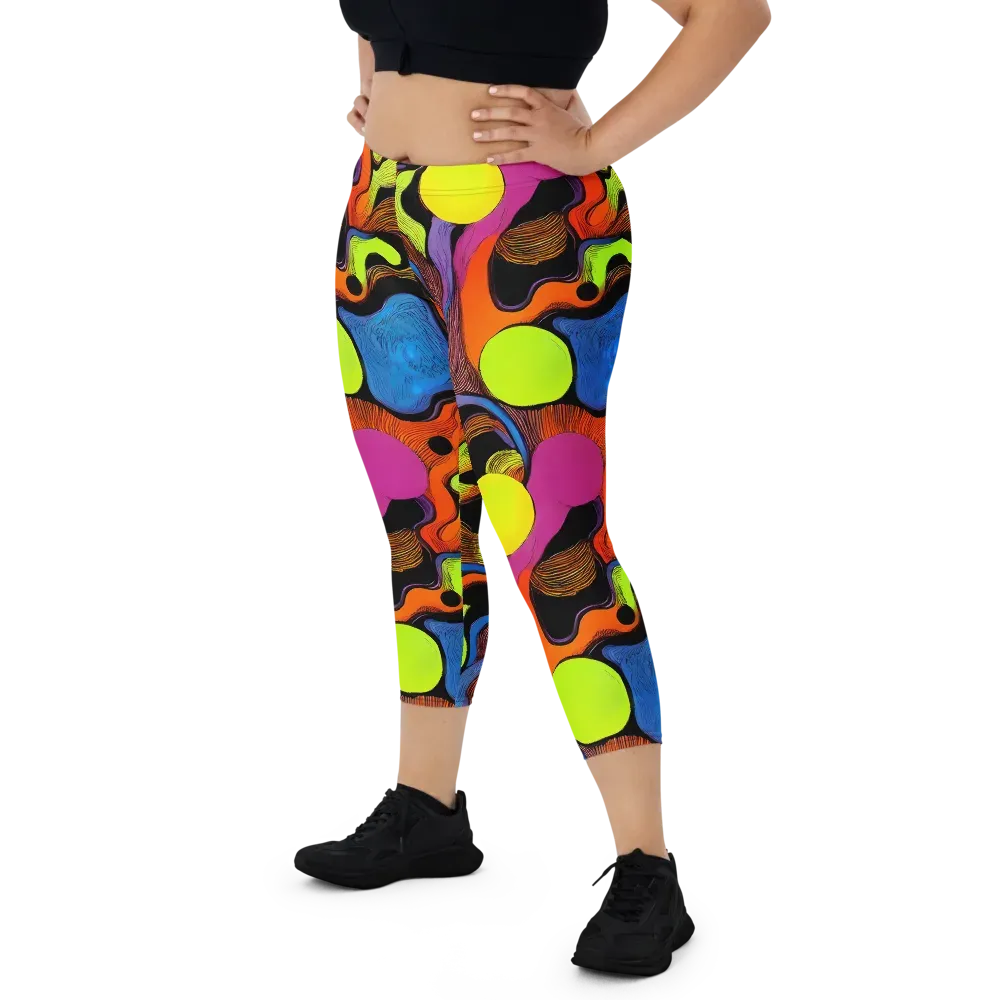 Blacklight Tangle on Capri Leggings — Front