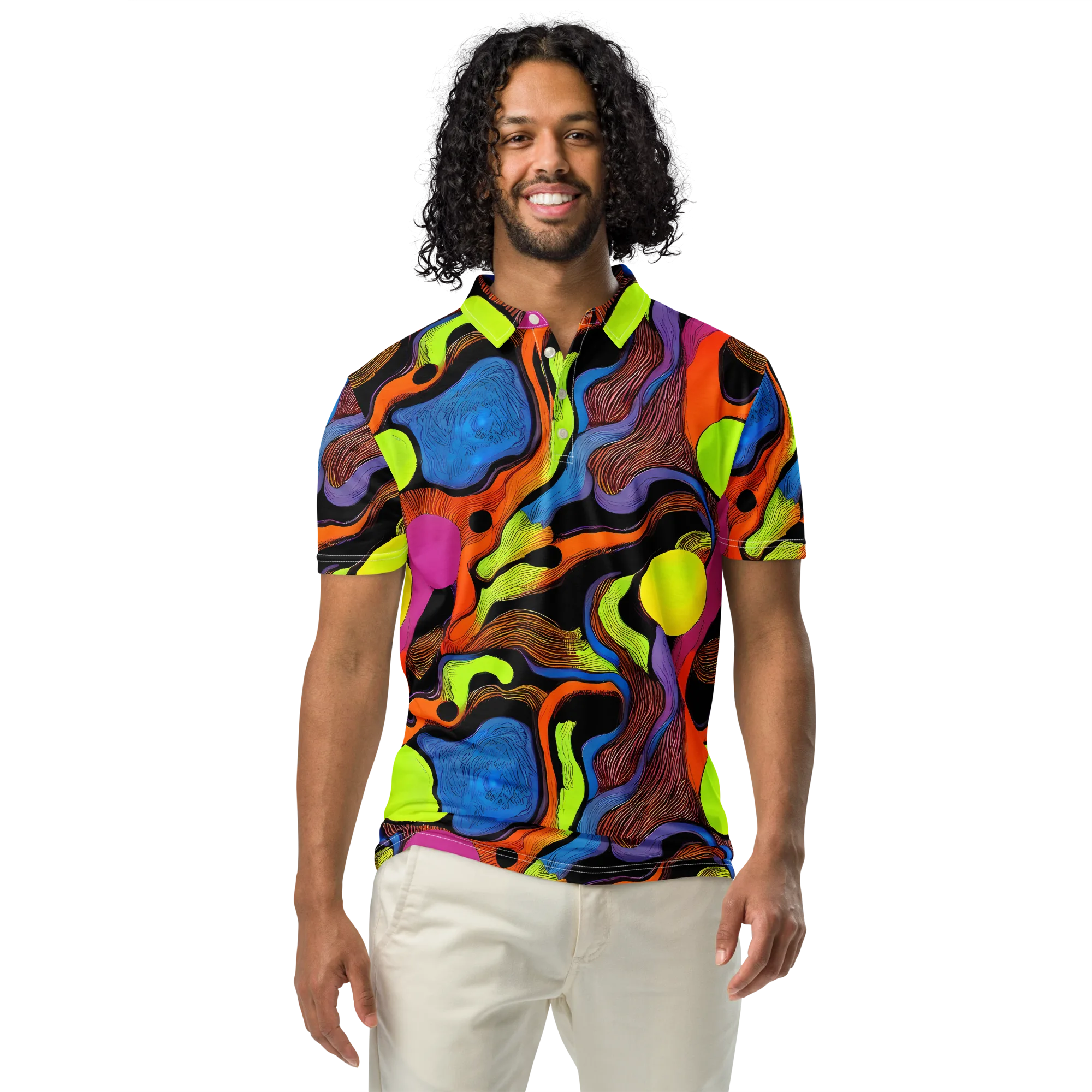Blacklight Tangle on Men's Slim Fit Polo Shirt — Front