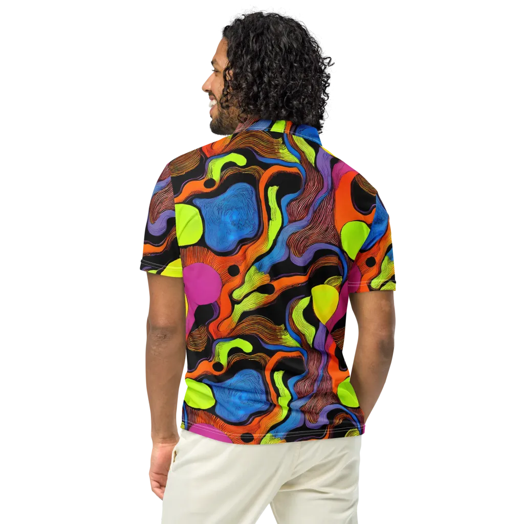 Blacklight Tangle on Men's Slim Fit Polo Shirt — Back