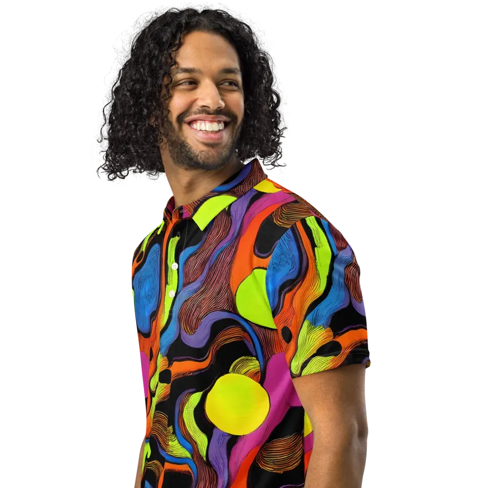 Blacklight Tangle on Men's Slim Fit Polo Shirt — Left Front