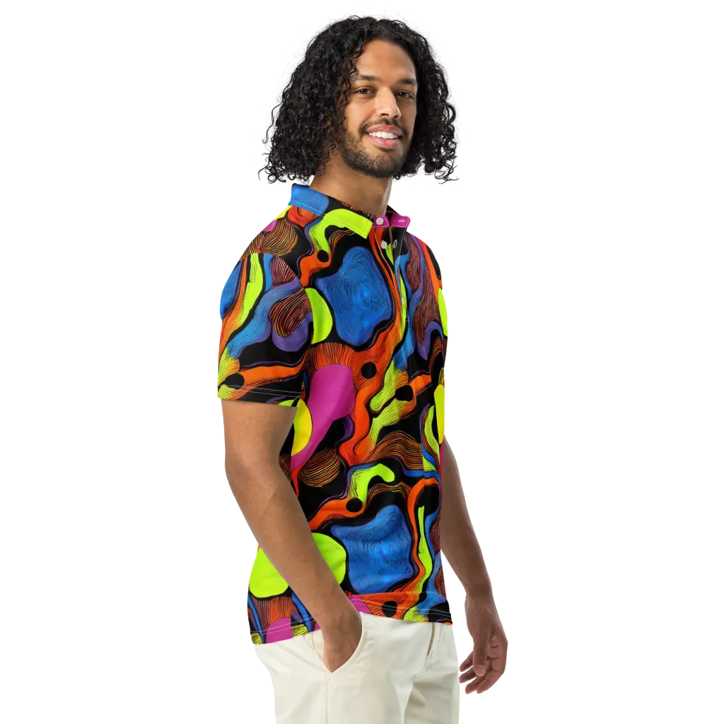Blacklight Tangle on Men's Slim Fit Polo Shirt — Right Front